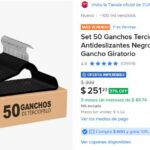 Set de 50 ganchos tercioplo antideslizantes negros